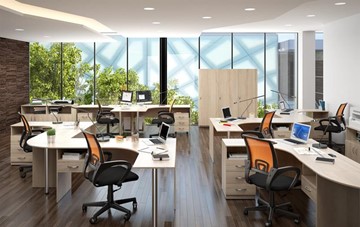 Набор мебели в офис SIMPLE с эргономичными столами и шкафом в Самаре - предосмотр 3